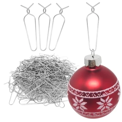 Image de com four® 150x Crochets pour décorations de Sapin Noël cintres Boules Rapides métalliques réutilisables