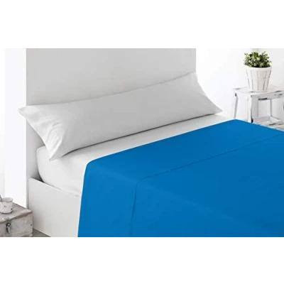 Image de Miracle Home Drap de dessus réglable, doux et confortable, coton 50 % polyester, bleu, 180 cm