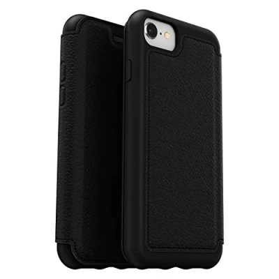 Image de OtterBox Strada Coque pour iPhone 7/8/SE 2e gen/SE 3e gen, Antichoc, anti chute, cuir de qualité, 2 porte cartes, supporte 3 x plus chutes que la norme militaire, Noir, Livré Sans Emballage