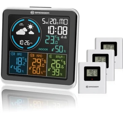 Image de Bresser Station météo sans fil avec capteur extérieur Quadro Individio 4 points de mesure différents, 3 capteurs extérieurs pour la température et l&#039;humidité l&#039;air