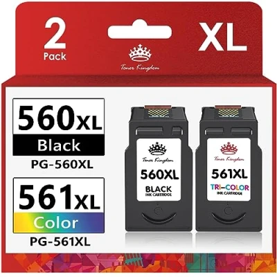 Image de Toner Kingdom 560XL 561XL Cartouches d&#039;encre Compatible Remplacement pour Canon PG CL Pixma TS5350 TS5351 TS7450 TS5352 TS5353 TS7451 (1 Noir 1 Tri Colore, 2 Pack)