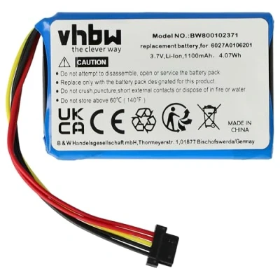 Image de vhbw 1x Batterie compatible avec TomTom Go 9000, 6000, 5000, 5100 GPS, appareil de navigation (1100mAh, 3,7V, Li ion)