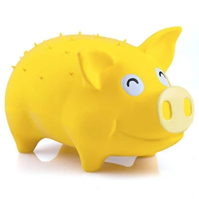 Image de Chiwava 7,4 Pouces Grand Jouet pour Chien Cochon Chiens interactifs Cube en Caoutchouc Latex Presser grognant Son Jeu Couleur Jaune