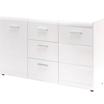 Image de GERMANIA DIE MÖBELMACHER Buffet 3580 228 GW Adana, en Blanc, façades Brillantes avec fraisage de rainures, 144 x 86 40 cm (l/h/p)