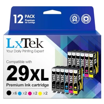 Image de LxTek Compatible Cartouche d&#039;encre Remplacement pour Epson 29 29XL Expression Home XP 342 255 235 435 332 345 335 245 247 432 455 (Noir Cyan Magenta Jaune, 12 Pack)