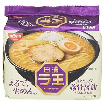 Image de Nissin Raoh Japanese Instant Ramen Pork Bone Soy Soup Noodles (For 5 Servings)