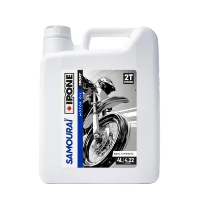 Image de IPONE Huile Moteur Moto 2 Temps Samouraï Racing 100 % Synthétique avec Esters Très Haute Performance Compatible Mélange, Graissage Séparé, Systèmes d&#039;injection Bidon 4 Litres