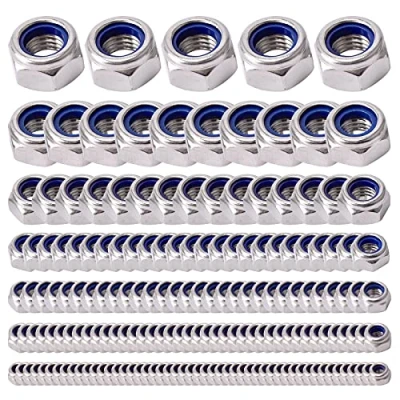 Image de Ecrous Eagles 175pcs 304 Kit d&#039;assortiment d&#039;écrou de blocage en nylon acier inoxydable M3 M4 M5 M6 M8 M10 M12 Écrou