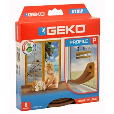 Image de Geko 8014846200113 940003, Joint Autocollant en Caoutchouc pour Portes et fenêtres, Profil à P, 9 x 5,5 mm, durée maximale : 8 Ans, Marron (Braun), 6 m B: mm H: 5