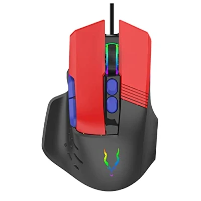 Image de Econo EliteForce souris de jeu filaire USB 9D avec commutateurs optique, 8 boutons programmables, modes RVB réglables 12 000 ppp pour PC/Mac/ordinateur portable Taux scrutation 1000 Hz