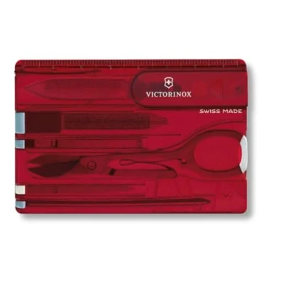 Image de Victorinox Swiss Card, Carte multifonction, Taille de La Crédit, 10 Fonctions, Stylo, Ciseaux, Rouge Transparent