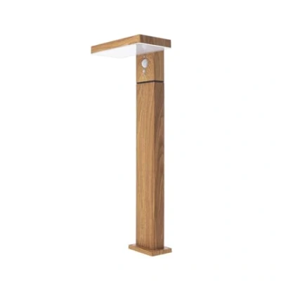 Image de Xanlite SO1911W Borne solaire 600 Lumens IP44 Détecteur de Mouvement 3 Modes Fonctionnement Blanc Neutre Aluminium + Plastique Finitions en Bois, Noir