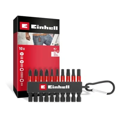 Image de Original Einhell jeu d&#039;embouts à impact, 10 pièces (embouts 50 mm PH/PZ/T/H, acier S2, verrou d&#039;embout avec mousqueton, tige E 6.3)