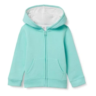 Image de Amazon Essentials Sweatshirts à Capuche en Polaire avec Fermeture Éclair Fille, Bleu des Mers du Sud, 9 Ans
