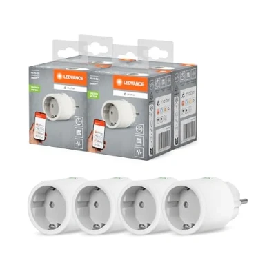 Image de LEDVANCE SMART+ Indoor Plug, Prise intelligente avec Matter over WiFi, pour l&#039;intégration d&#039;appareils conventionnels dans la maison intelligente, compatible Alexa, Google&amp; Apple, blanc, pack de 4