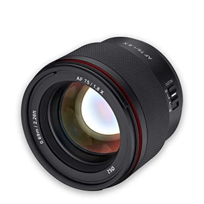 Image de Samyang AF 75 mm F1.8 pour Fuji X Objectif portrait léger et compact avec LSTM AF, protection contre les intempéries interrupteur personnalisé des photos de voyage