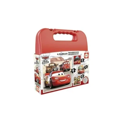 Image de Educa Puzzles Cars Ensemble de 4 progressifs 12 à 25 pièces présentées dans Une Mallette; pour Que Les garçons et Filles osent avec différents Niveaux difficulté. +3 Ans (19677)