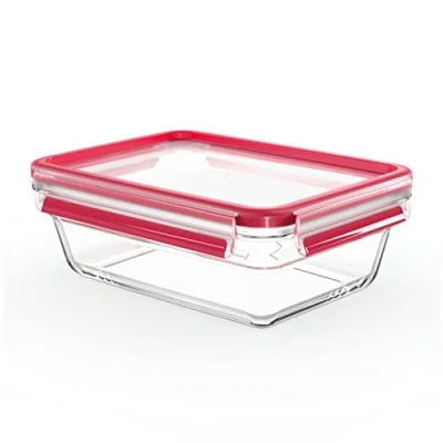 Image de Emsa Clip&amp;Close Boîte alimentaire rectangulaire en verre, 1,3 L, Four jusqu&#039;à 420C, Froid 40C, Compatible lave vaisselle, Empilable, Hermétique, Hygiénique, Garantie 30 ans N1041000