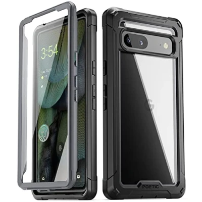 Image de Poetic Guardian Coque Compatible avec Pixel 7A 5G, Protection d&#039;écran intégrée Identification d&#039;empreintes digitales, de intégrale Hybride Antichoc Robuste, Noir/Transparent