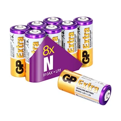 Image de Piles LR1 Lot de 8 GP Extra Batteries N AM5 E90 Alcalines 1.5V Longue durée et Haute Performance pour télécommandes, sonnettes, horloges Une Large variété d&#039;appareils