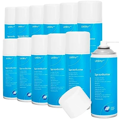 Image de AF ADU400UT Lot de 12 sprays dépoussiérants non réversibles et inflammables sans HFC pour enlever la poussière les débris 400 ml Bleu