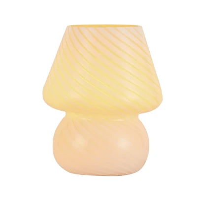 Image de Lindby lampe à poser Andriana, jaune/blanc, verre, Ø 15 cm