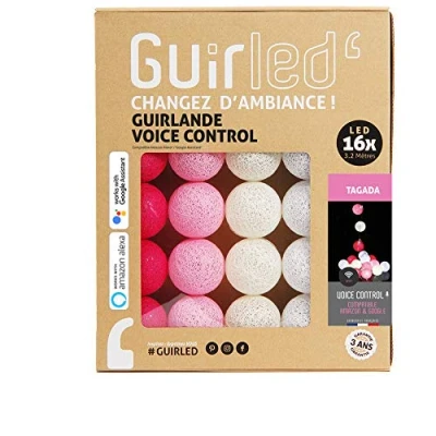 Image de GuirLED Guirlande lumineuse boules coton LED USB Commande Vocale Amazon Alexa &amp; Google Assistant Programmable à l&#039;infini Chargeur double 2A inclus 16 Tagada