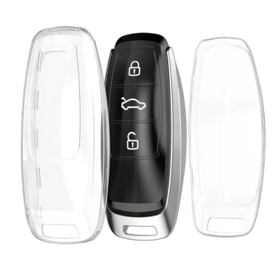 Image de kwmobile Boitier Clé de Voiture Compatible avec Audi A6 A7 A8 Q7 Q8 Keyless 3 Bouton Coque Protection en TPU Souple pour Cle Transparent