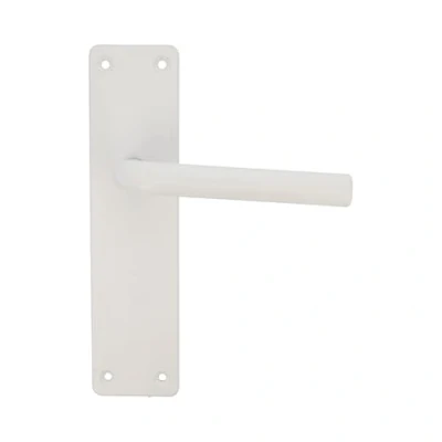 Image de Amig Ensemble de poignées en aluminium blanc avec plaque carrée et Poignée incurvée pour portes passage d&#039;entrée intérieure extérieure 222 x 55 mm décorative moderne