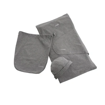 Image de MAÏKA Echarpe porte bébé grise 100% coton, bonnet et sac de rangement inclus