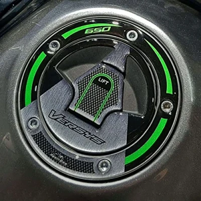 Image de Resin Bike Autocollant Moto Compatibles avec Kawasaki Versys 650 2017 2020. Protection de Bouchon Réservoir à 5 trous contre les Chocs et Éraflures. 3D Résinés Vert Métallisé