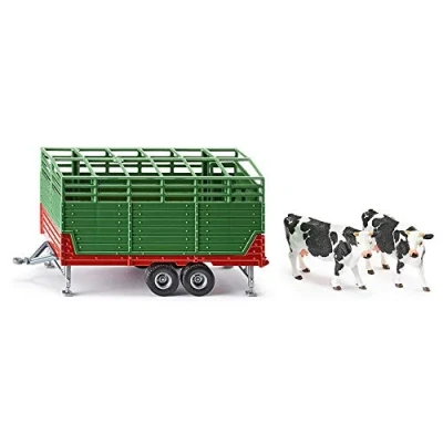 Image de siku 2875, Remorque à bétail avec 2 Vaches Holstein, 1:32, Métal/Plastique, Vert, Multiples Fonctions