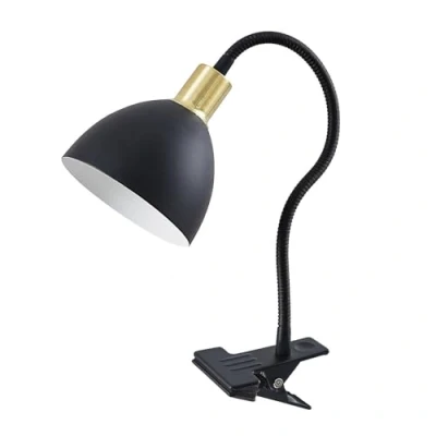 Image de Lindby lampe à pince Genora (Moderne) en Noir Métal e. a. pour Salon &amp; Salle manger (1 lampe,à E14), poser, liseuse
