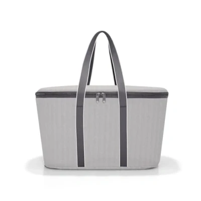 Image de reisenthel coolerbag Herringbone Grey Sac isotherme, en tissu polyester de qualité supérieure, idéal pour le pique nique, les courses et déplacements