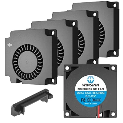 Image de WINSINN Lot de 5 ventilateurs turbine turbo 12 V 40 mm 4010 DC sans balais double roulements à billes refroidissement avec pièces guidage d&#039;air pour imprimante 3D Ender 3 2 broches 0,08 A 0,96
