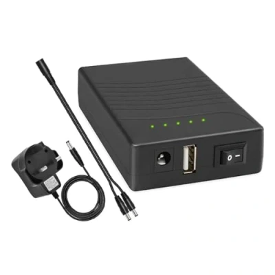 Image de TalentCell Power Bank Batterie lithium ion externe, rechargeable, 36 W, 12 V, 3000 mAh, double sortie de V/5 avec chargeur, pour bandes lumineuses LED, caméra CCTV, et bien d’autres, noire