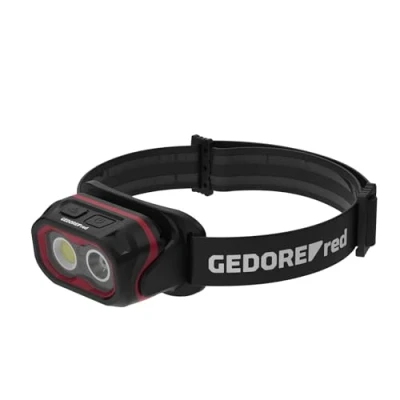 Image de GEDORE Red R95500082 Lampe frontale LED rechargeable avec batterie Li ion, 800 lumens, mise au point et intensité variable en continu, portée d&#039;éclairage jusqu&#039;à 69 m, lumière rouge, protection
