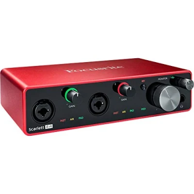 Image de Interface audio USB Focusrite Scarlett 4i4 3rd Gen pour l&#039;enregistrement, la composition et le streaming — des enregistrements haute fidélité, de qualité studio, avec un son transparent.