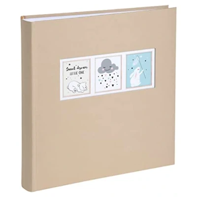 Image de Exacompta Réf. 16548E Album photos livre SWEET 300 60 pages blanches format 29 x 32 cm couverture en papier teinté faune fenêtre de personnalisation