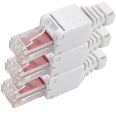 Image de 1aTTack.de La fiche sans outil Cat.6 peut être assemblée sur site pour les conducteurs internes flexibles et rigides câble d&#039;installation de réseau AWG 23 26 3 pièces