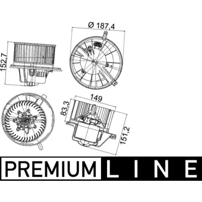 Image de MAHLE ORIGINAL AB 148 000P Pulseur d&#039;Air pour véhicules avec/sans climat. avec direction à gauche sans régulateur intégré
