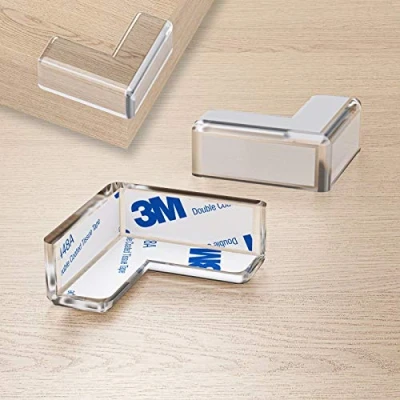 Image de WELLGRO Protection des bords carrée coins en silicone 4 x 1,9 cm (L l H) Transparent, sans BPA Quantité au choix : 48 pièces.