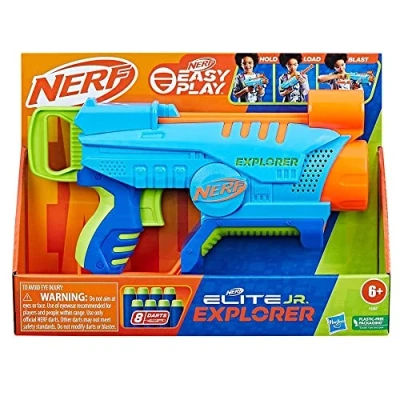 Image de Nerf Elite Junior Explorer Easy Play, blaster à fléchettes avec 8 fléchettes