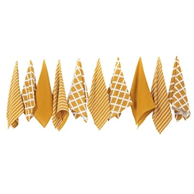 Image de Penguin Home Lot de 10 torchons 100% Coton Doux Durable Design Ocre élégant avec Plusieurs Motifs Taille 65 x 45 cm 3936