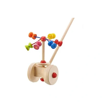 Image de Selecta 62031 Carrousel, jouet à tirer/pousser, roulettes, en bois, 20 cm
