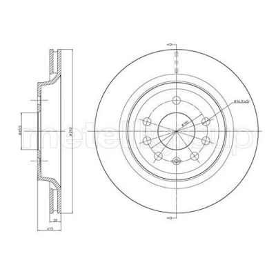 Image de METELLI 23 0682C Disque de frein 292,0 20,0 5 65,5 ventilé peint SAAB: 9 3 Berline, Break, Cabriolet, OPEL: Vectra C CC, Signum CC