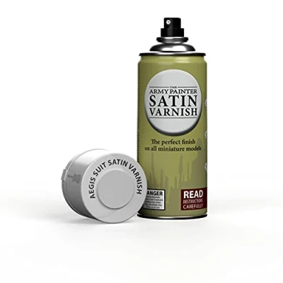 Image de The Army Painter, Colour Primer Aegis Suit Satin Varnish, 400 ml Spray Acrylique Vernis Satiné Suit, Apprêt pour la Peinture de Figurines Warhammer et Donjon Dragon