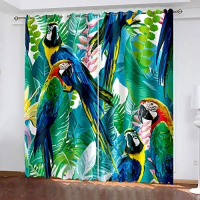 Image de Rideaux Et Draperies Intérieurs Perroquet Coloré De La Jungle 140X160Cm Rideau Salon Moderne Lot 2 Occultant Thermiques Isolant Anti Chaleur À Oeillets Fenetre Chambre pour Enfant A