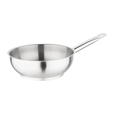 Image de Vogue Sauteuse évasée en acier inoxydable 20 cm, couleur argent, 6,5 cm (H), compatible induction, poignée soudée Stay Cool, passe au lave vaisselle, usage professionnel et domestique, M947