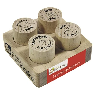 Image de Avenue Mandarine CO213C Un lot de 4 tampons appréciations (&#039;&#039;&#039;Félicitations&#039;&#039;, &#039;&#039;Avec aide&#039;&#039;, &#039;&#039;Tu progresses&#039;&#039; et &#039;&#039;Belle écriture&#039;&#039;), Textes 2